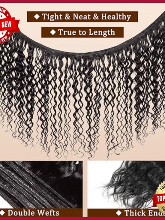 Deep Wave Human Hair Extensions 20-26 Inch Quick Weave Bundles main image 4